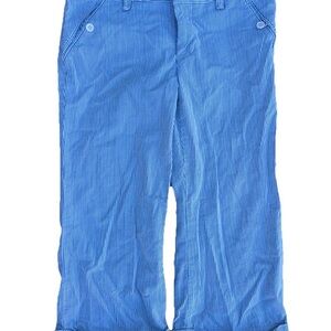 GAP Womens Light Blue & White Striped Rolled Cuff Buttoned  Cropped Pants